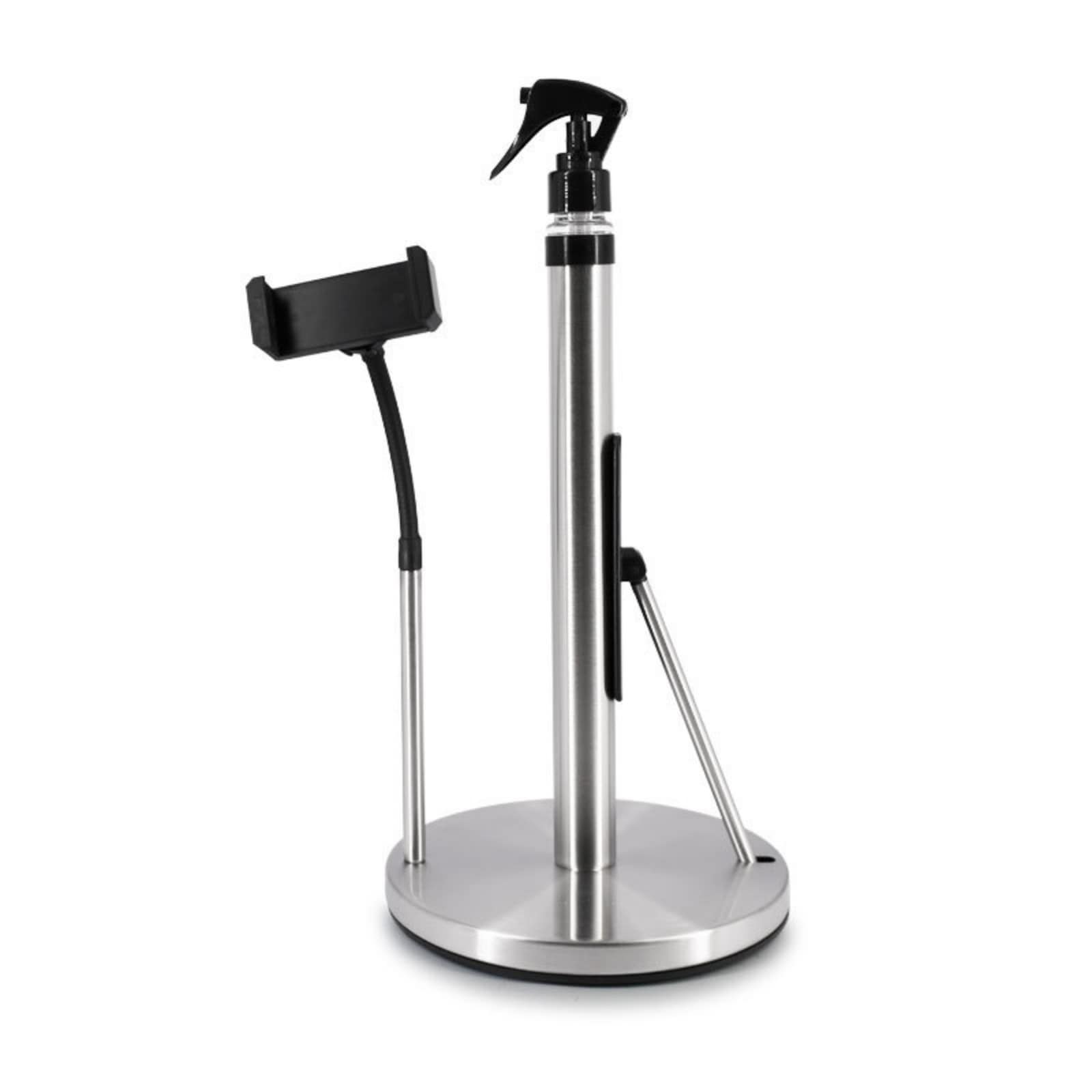 3 In 1 Paper Towel Holder With Phone Stand,Heavy-Duty Countertop Kitchen Paper Towel Holder With Spray Bottle,_voghion.com